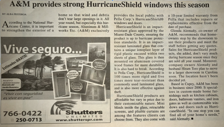 A & M provides strong HurricanShield windows this season