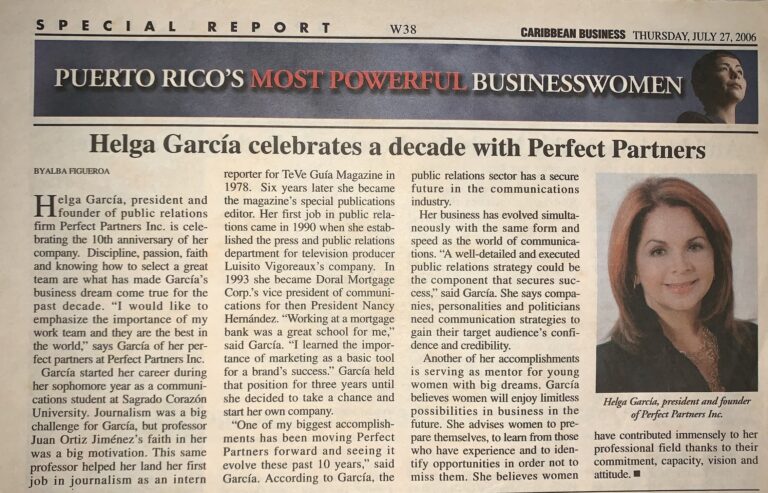 Helga Garcia celebrates a decade with Perfect partners