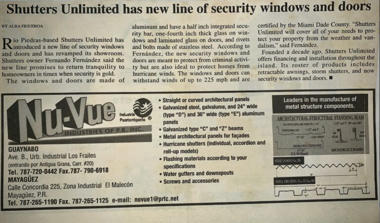 Shutters Unlimited has a new line of security windows and doors
